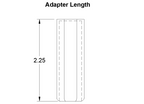 Diagram showing an adapter with a length of 2.25 units on a white background