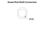 Technical drawing of a dowel rod shaft connection with dimensions