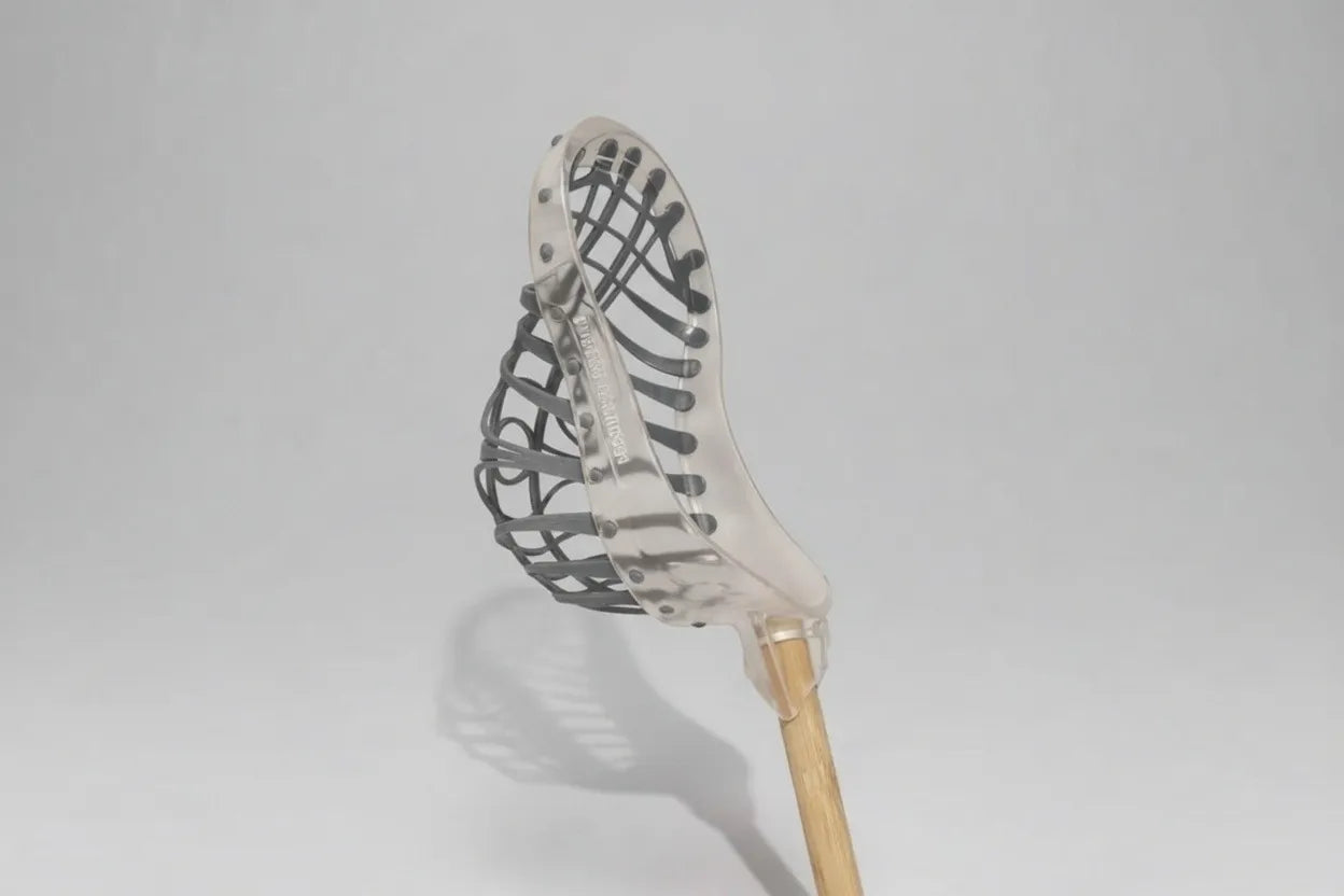 Lacrosse mesh on a clear head
