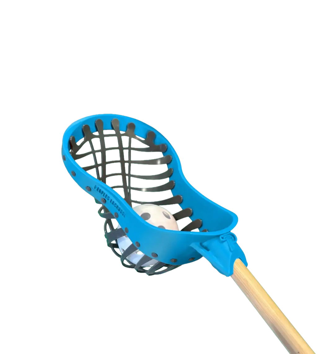 Blue lacrosse head on a white background
