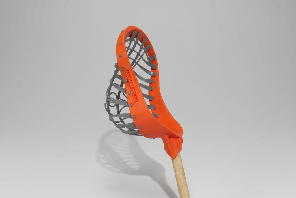 Orange and black lacrosse head 