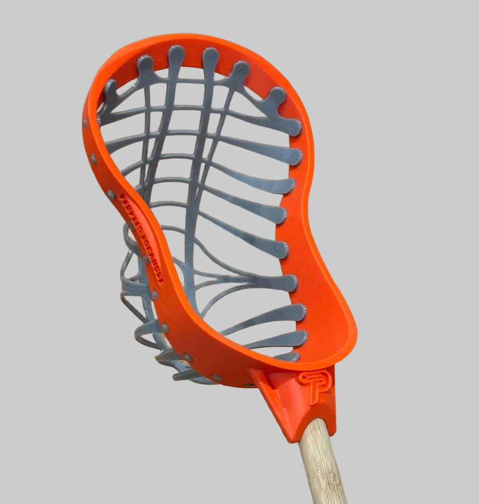 Orange and grey lacrosse stick