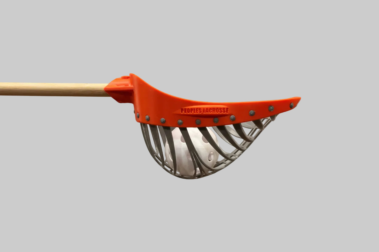 Orange and grey lacrosse stick